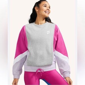 Peloton Women's Gray and Pink Colorblock Hoodie